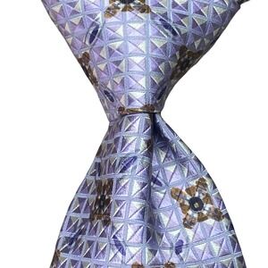 Ermenegildo Zegna Mens Silk Tie Lavender Purple Geometric Floral Medallion Italy